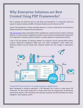 why enterprise solutions are best created using