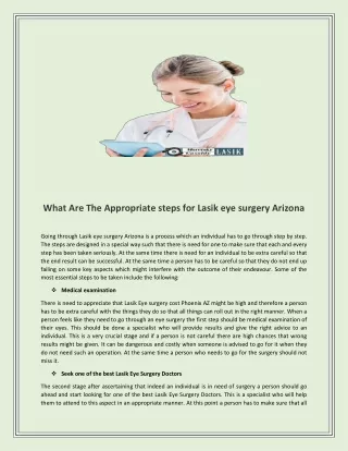 What Are The Appropriate steps for Lasik eye surgery Arizona