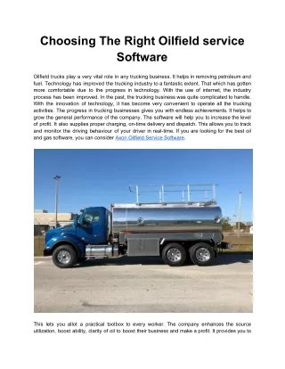 Choosing The Right Oilfield service Software
