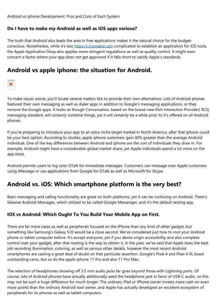 android vs iphone development pros and cons