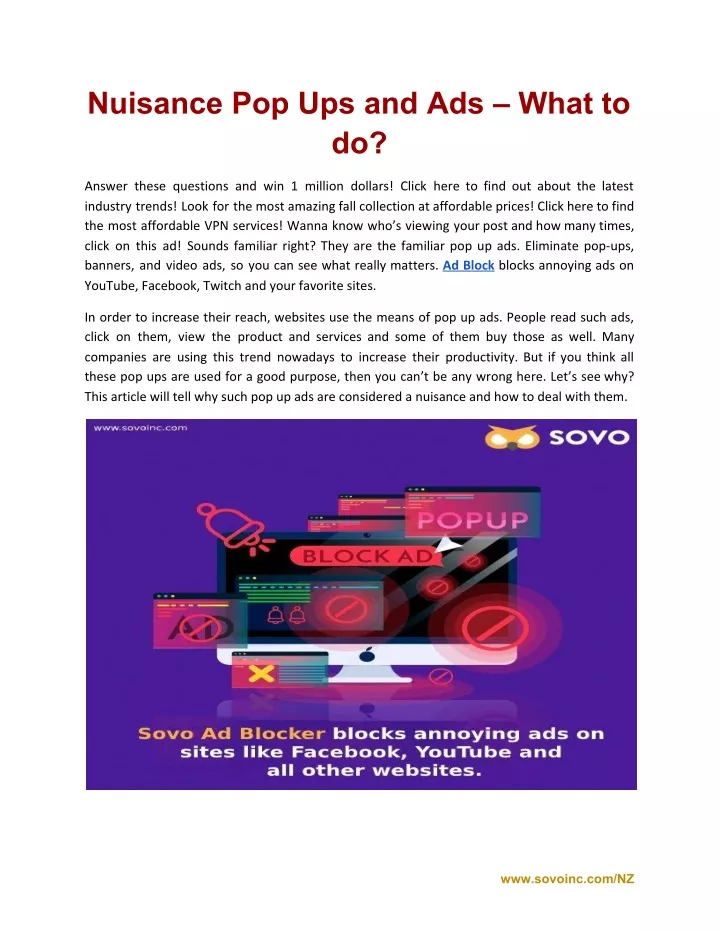 nuisance pop ups and ads what to do