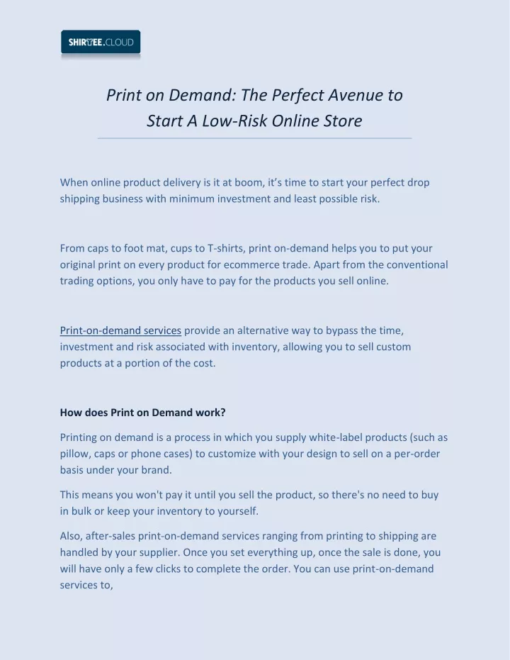 print on demand the perfect avenue to start