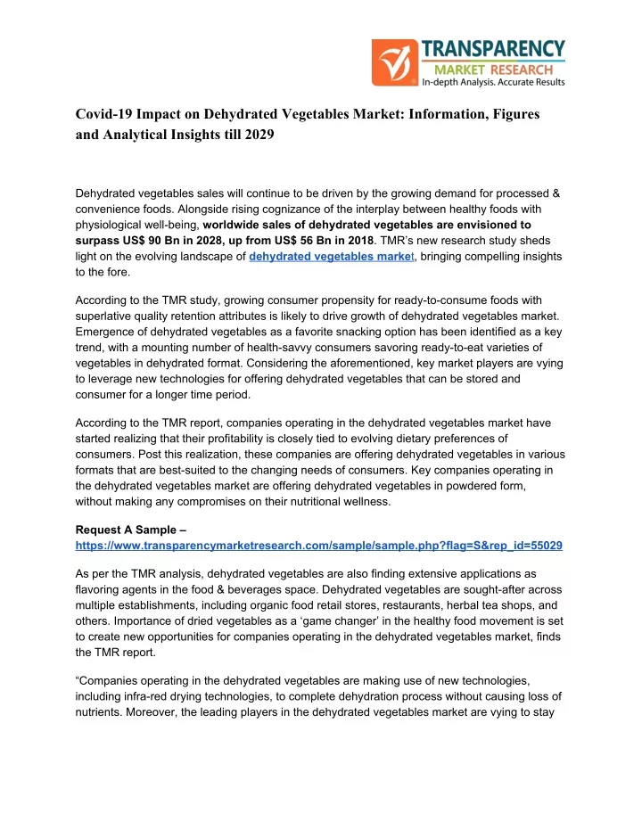 covid 19 impact on dehydrated vegetables market