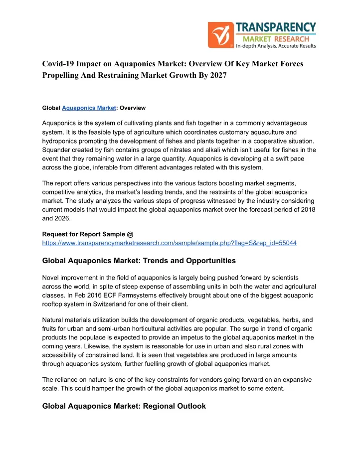 covid 19 impact on aquaponics market overview