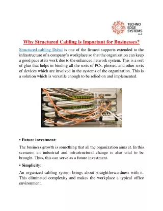why structured cabling is important for businesses