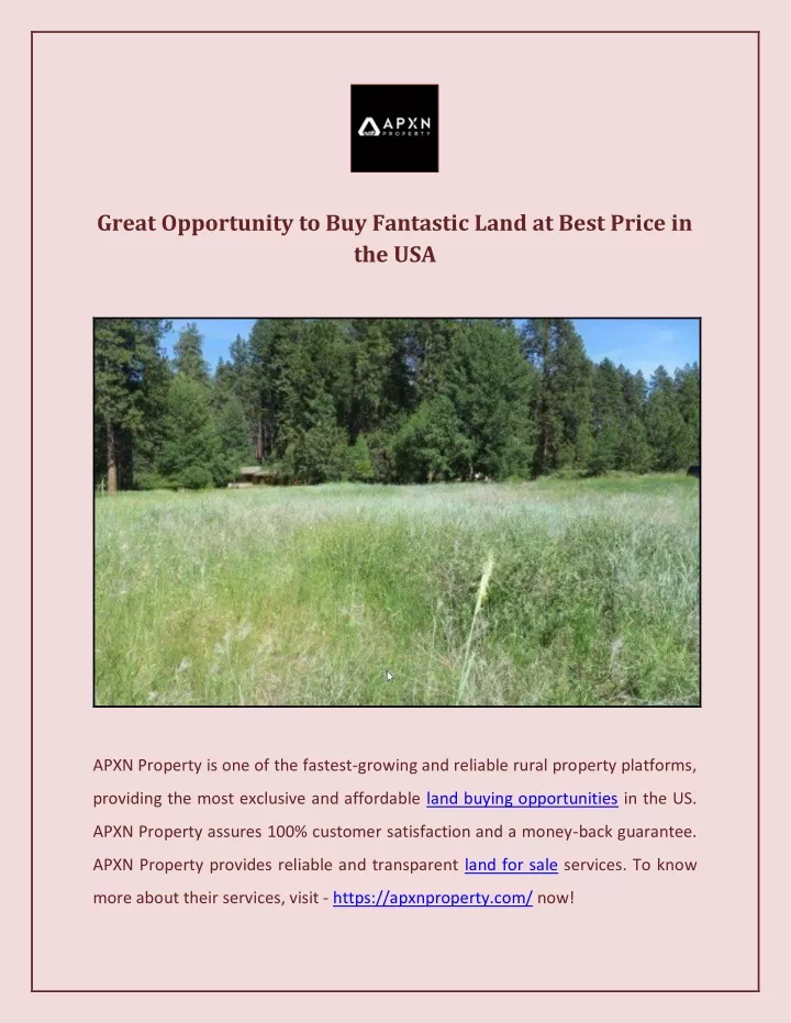 great opportunity to buy fantastic land at best