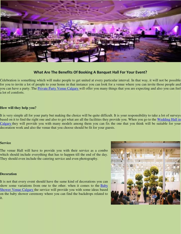 what are the benefits of booking a banquet hall