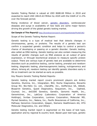 genetic testing market is valued at usd 8688