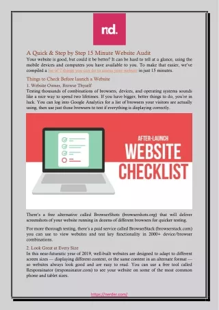 a quick step by step 15 minute website audit your