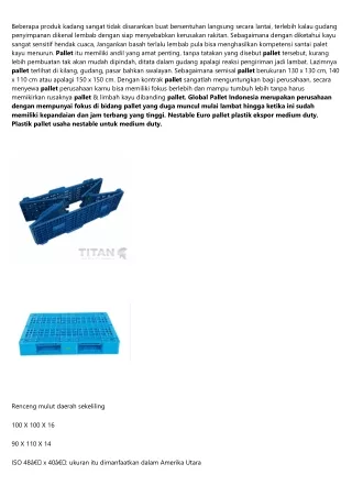 Hal Terbaik Mengenai Plastic Pallet Yang Harus Kamu Ketahui