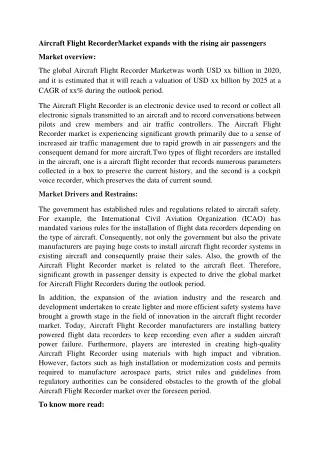 aircraft flight recordermarket expands with
