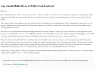Buy Counterfeit Money At Millennium Currency