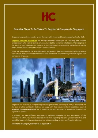Essential Steps To Be Taken To Register A Company In Singapore