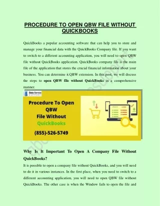 PROCEDURE TO OPEN QBW FILE WITHOUT QUICKBOOKS