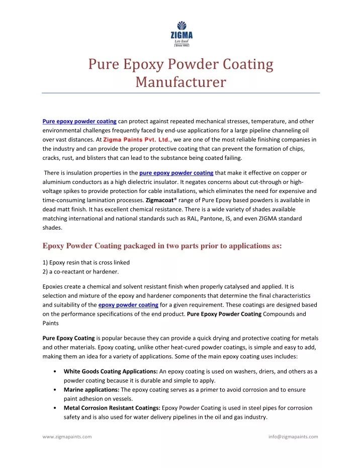pure epoxy powder coating manufacturer