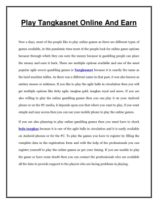 play tangkasnet online and earn