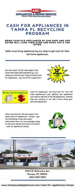 Cash for appliances in Tampa Fl Recycling program