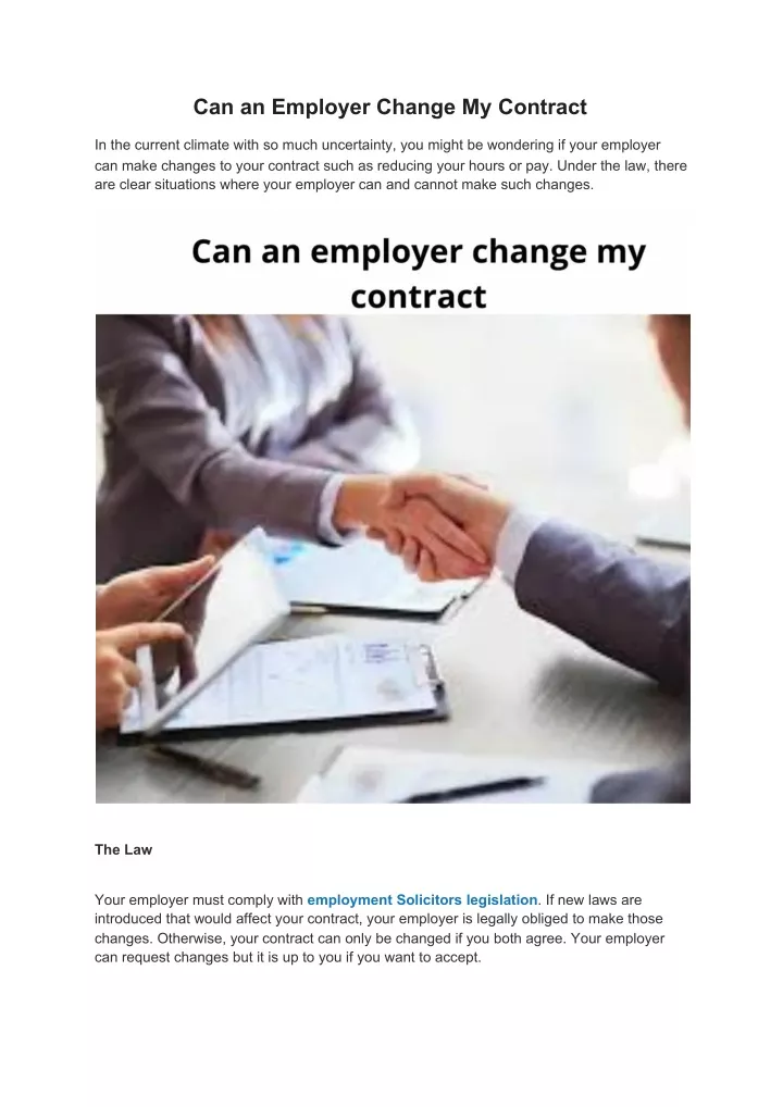 can an employer change my contract