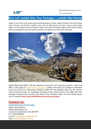 Best Leh Ladakh Bike Tour Packages