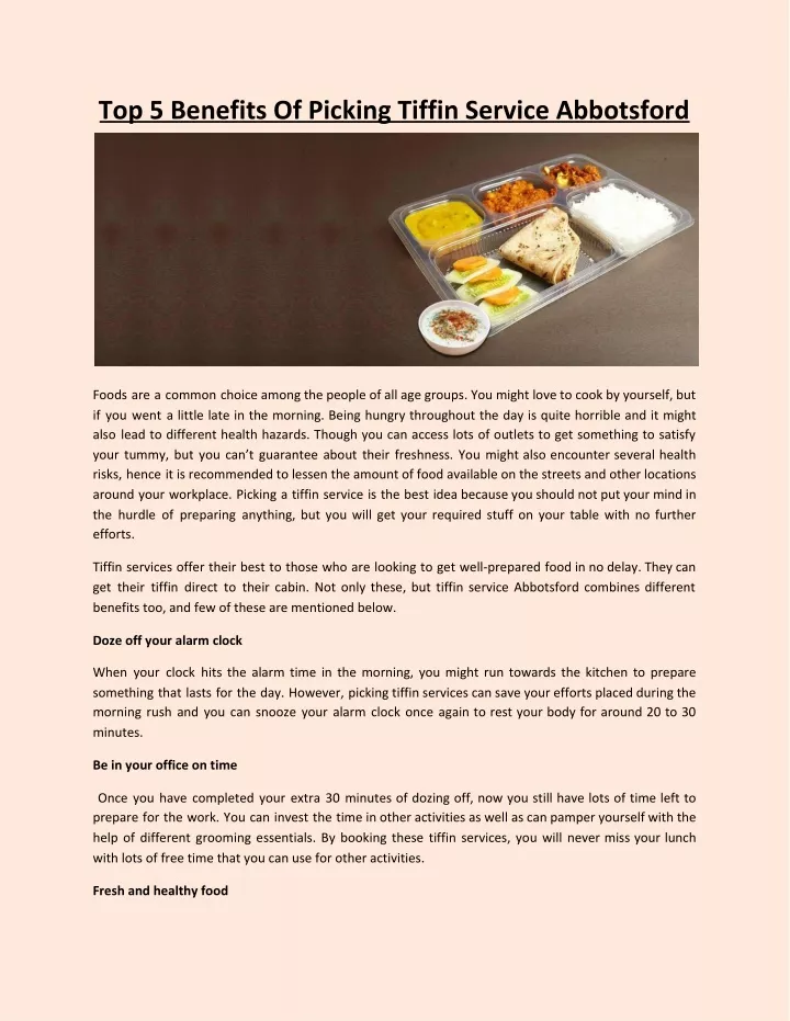 top 5 benefits of picking tiffin service