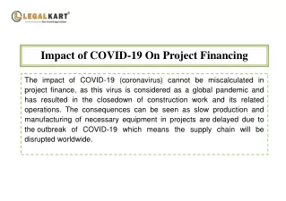 Impact of COVID-19 On Project Financing