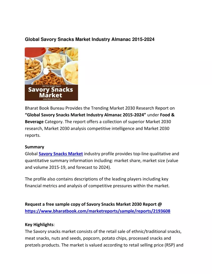 global savory snacks market industry almanac 2015