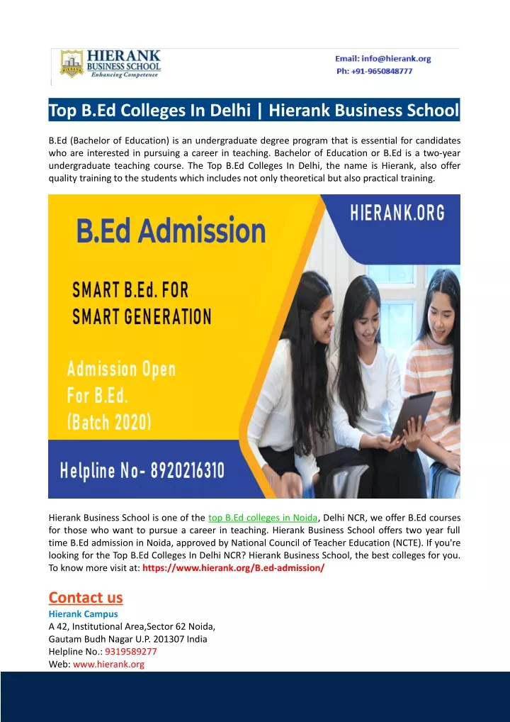 top b ed colleges in delhi hierank business school