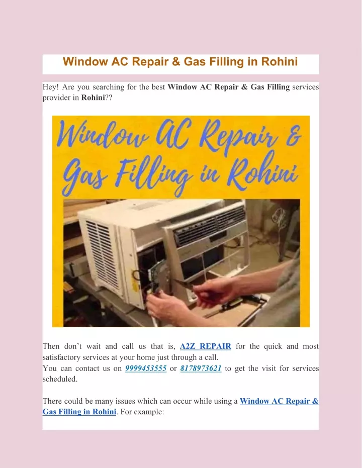 window ac repair gas filling in rohini