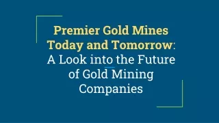 Premier Gold Mines Today and Tomorrow: A Look into the Future of Gold Mining Companies