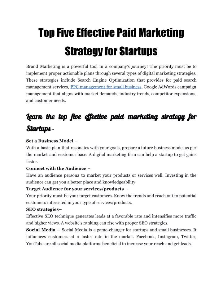 top five effective paid marketing strategy