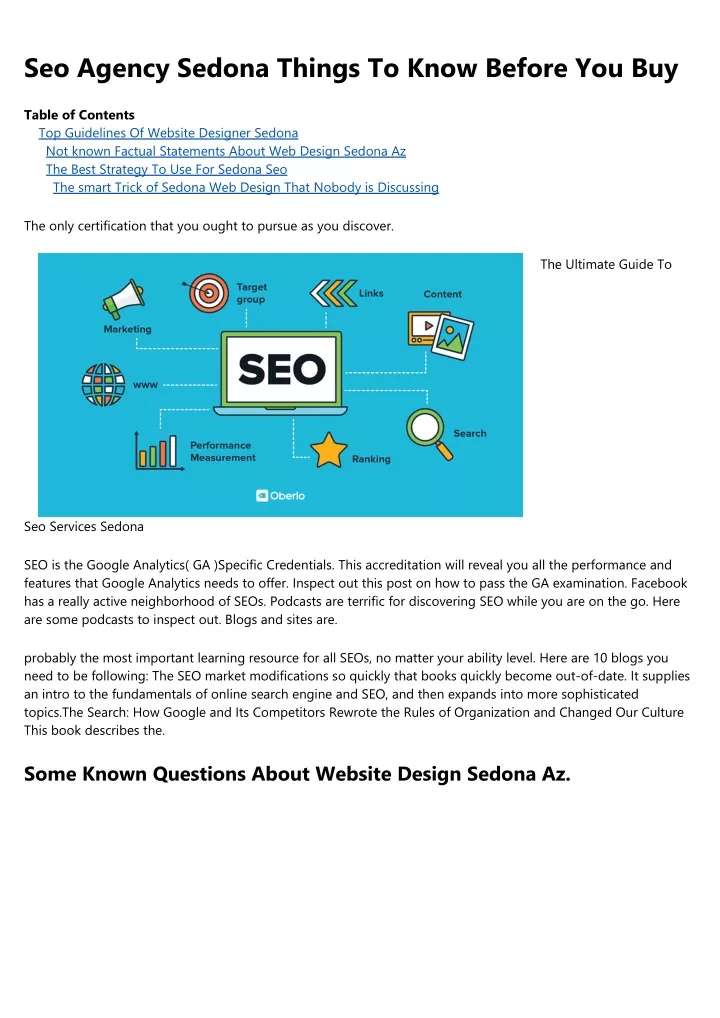 seo agency sedona things to know before you buy