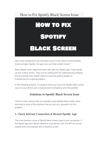 How to Fix Spotify Black Screen Issue