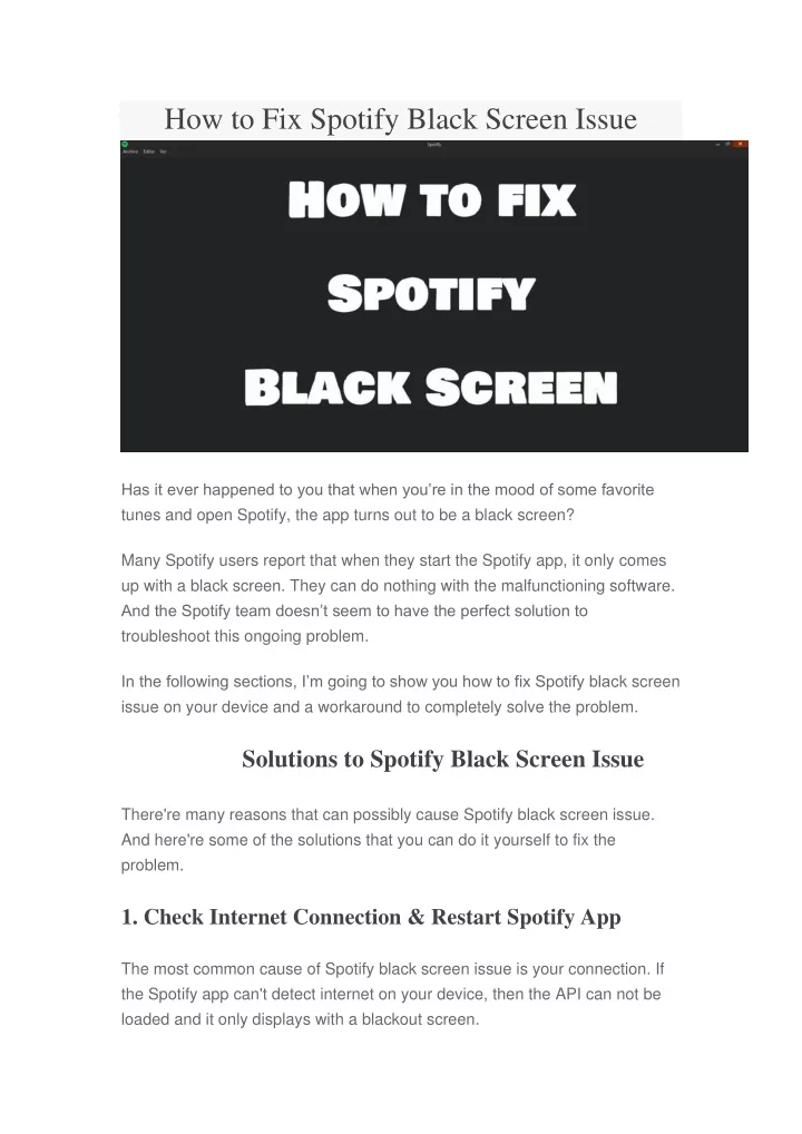 how to fix spotify black screen issue