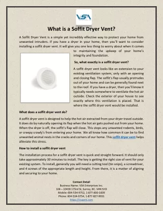 What is a Soffit Dryer Vent?