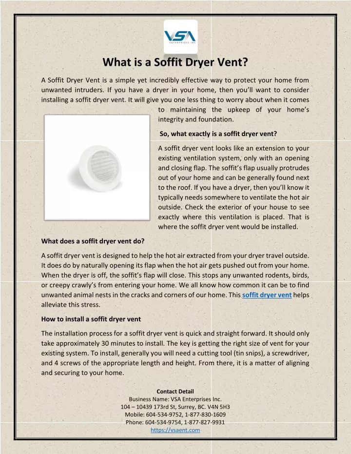 what is a soffit dryer vent