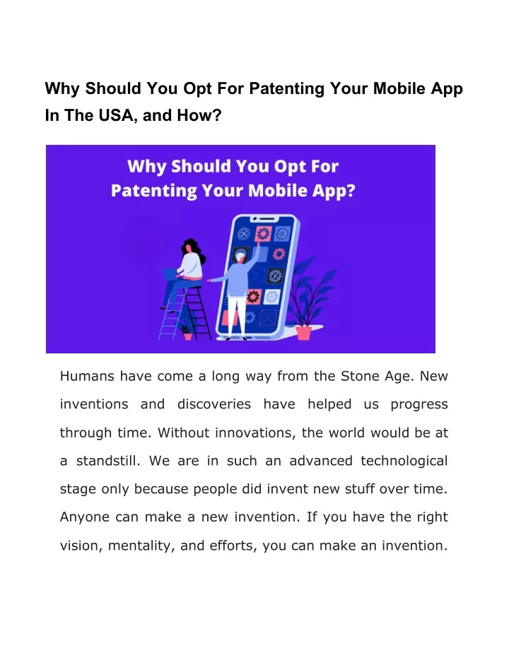 why should you opt for patenting your mobile