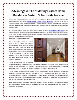 advantages of considering custom home builders