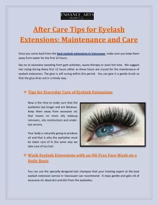 After Care Tips for Eyelash Extensions: Maintenance and Care