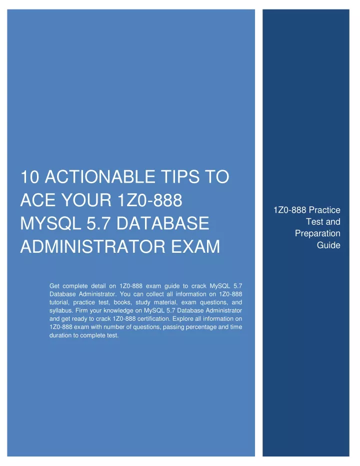 10 actionable tips to ace your 1z0 888 mysql