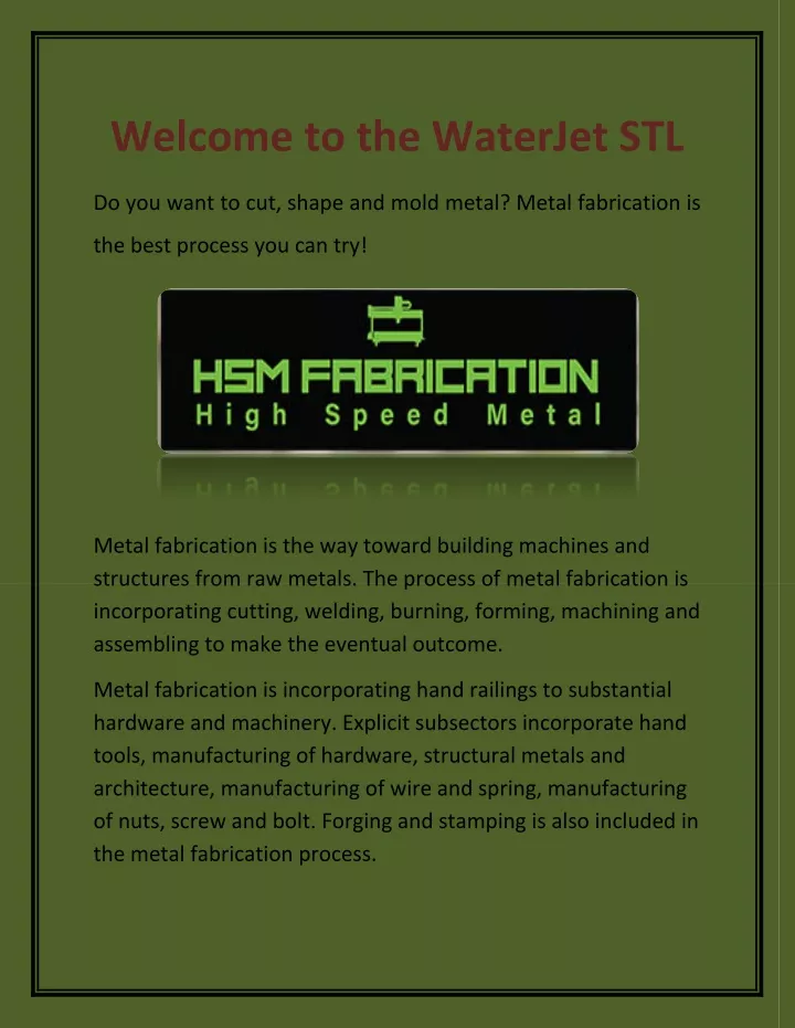 welcome to the waterjet stl