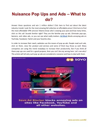 Nuisance Pop Ups and Ads – What to do?