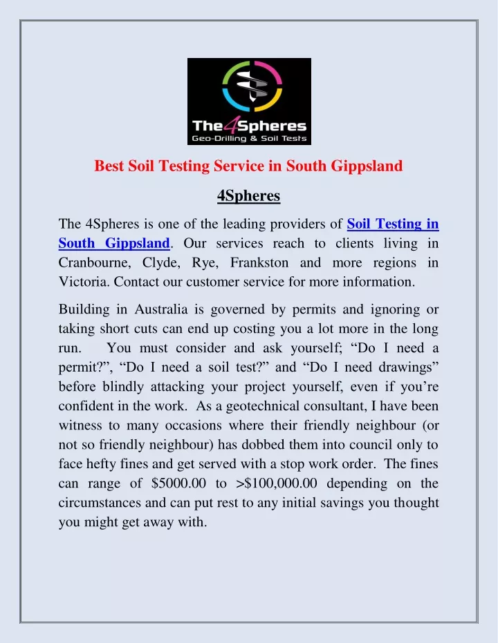 best soil testing service in south gippsland