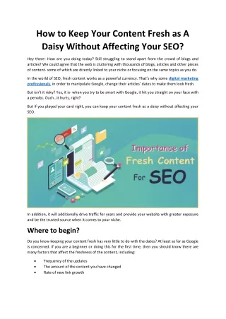 How to Keep Your Content Fresh as A Daisy Without Affecting Your SEO?