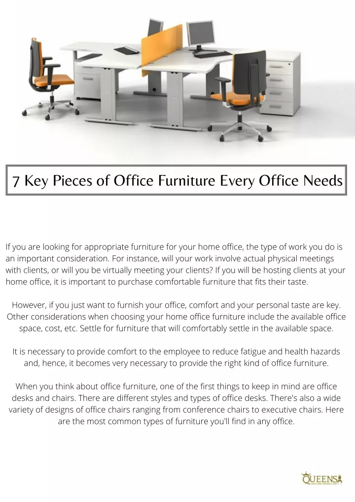 7 key pieces of office furniture every office