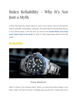 Rolex Reliability – Why It’s Not Just a Myth