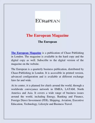 The European Magazine in London