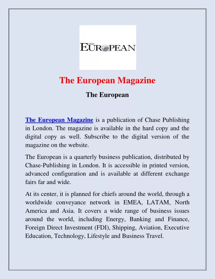 the european magazine