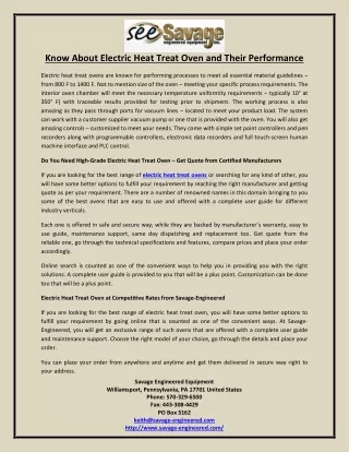 know about electric heat treat oven and their