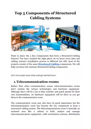 top 5 components of structured cabling systems