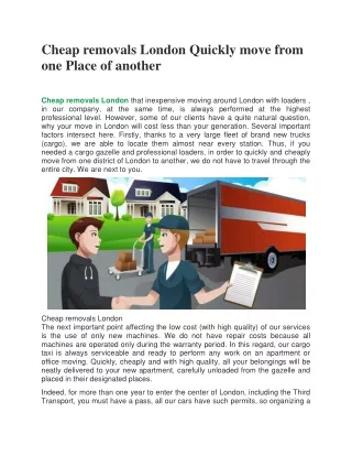 cheap removals london quickly move from one place